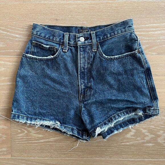 Abercrombie & Fitch Natural Rise Denim Jean Shorts - Size 26/2 - High Rise - Picture 1 of 3